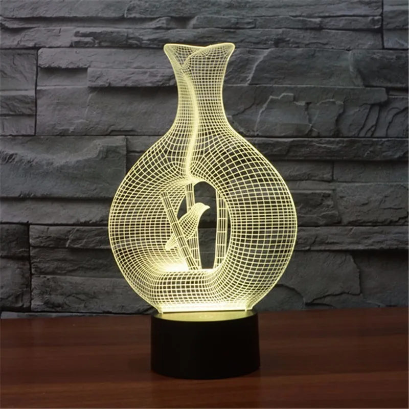 3D LED Night Light Bird In Cage Model 7 Colors 5V USB Led Lava Lamp Touch sensitive Illusion Nightlights Table Lamps For Bedroom|night light
