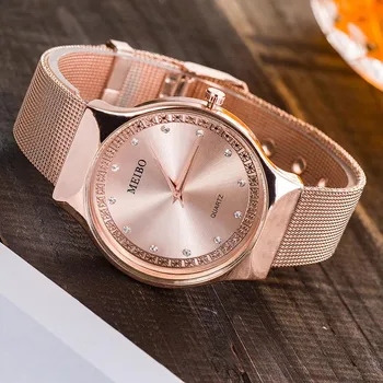 

Fashion Rhinestone Women Watches Ladies Dress Crystal Stainless Steel Mesh Quartz Wristwatches Bracelet Clock Montre Femme 2018