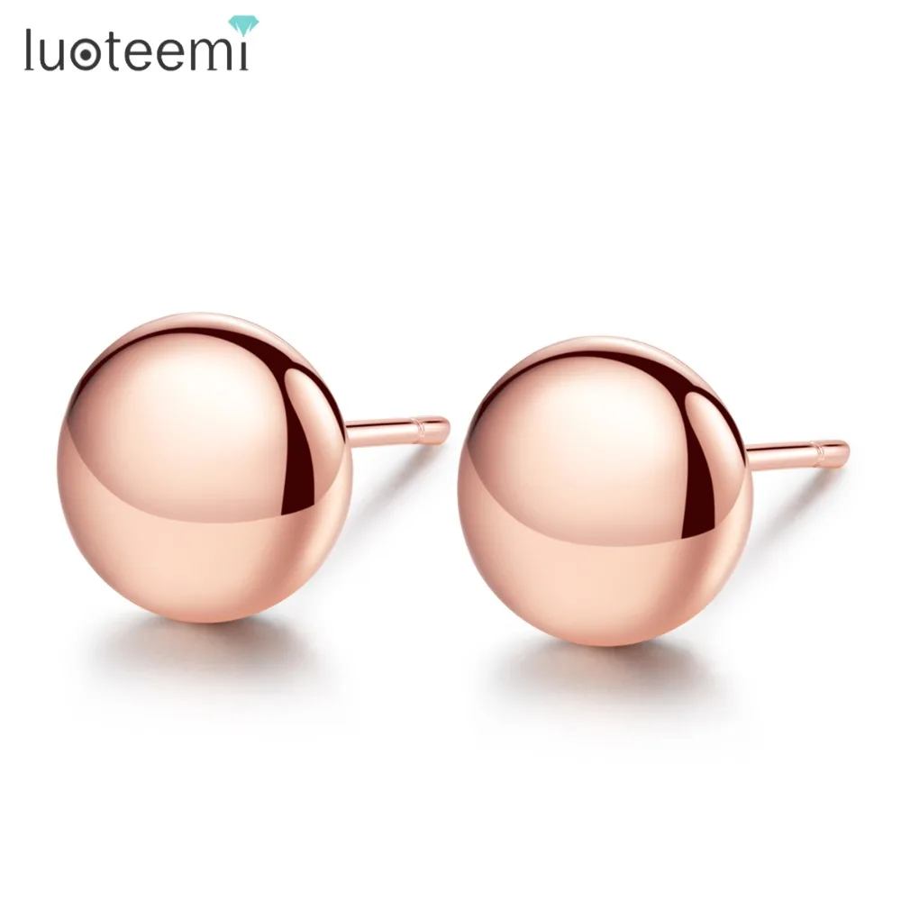 

LUOTEEMI Trendy Genuine 925 Sterling Silver Charm Round Stud Earrings For Women Fascinating Earring Bijoux Factory Directly Sale