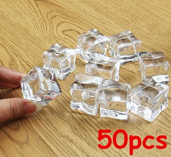 SUPER OFERTA ❤️ 50 Uds. (2,5 cm/3cm de tamaño) Pantalla para fiesta de boda, cubos de hielo acrílicos artificiales, decoración transparente de cristal - discount item 10% OFF Casa y jardín