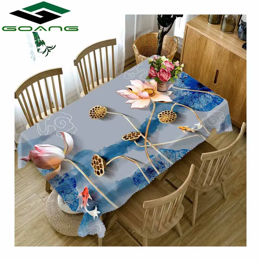 GOANG 3D скатерть водонепроницаемый пылезащитный Сгущает прямоугольный и круглый стол покрытие украшение дома тиснение цветы