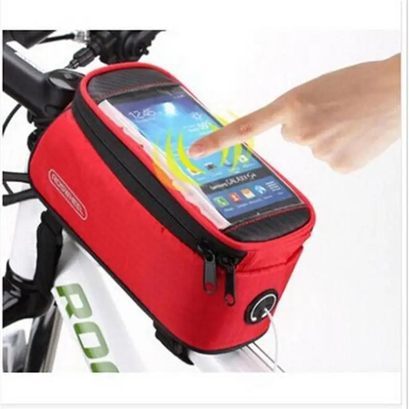 Top ROSWHEEL Touchscreen Cycling Mobile Phone Case Bag Pouch Bike Bicycle Frame Bag 4.2" 4.8" 5.7" Iphone Mobile Phone Case Bag 1