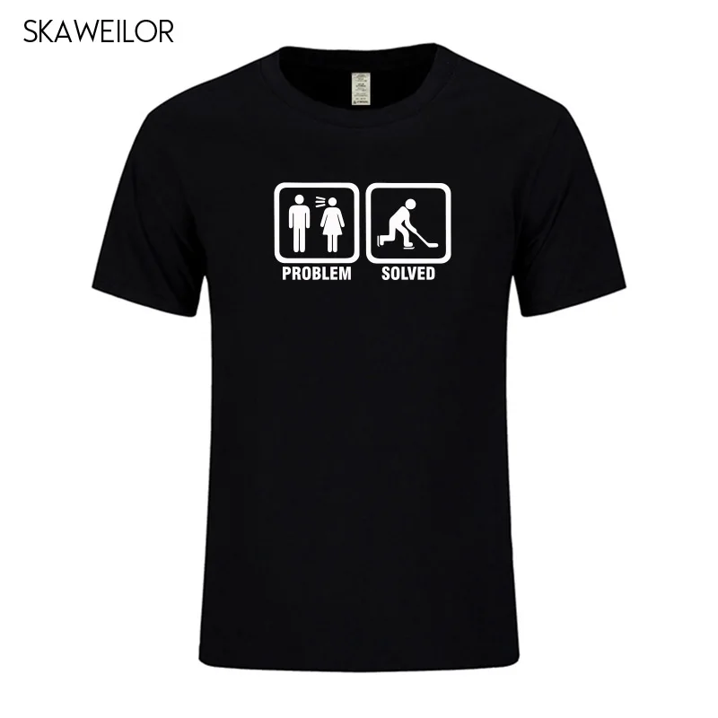 

2018 Newest Summer Ice Hockeyer Problem Solved T-shirt Men Printed Short Sleeve T Shirt Cotton Funny Male Tops Tees