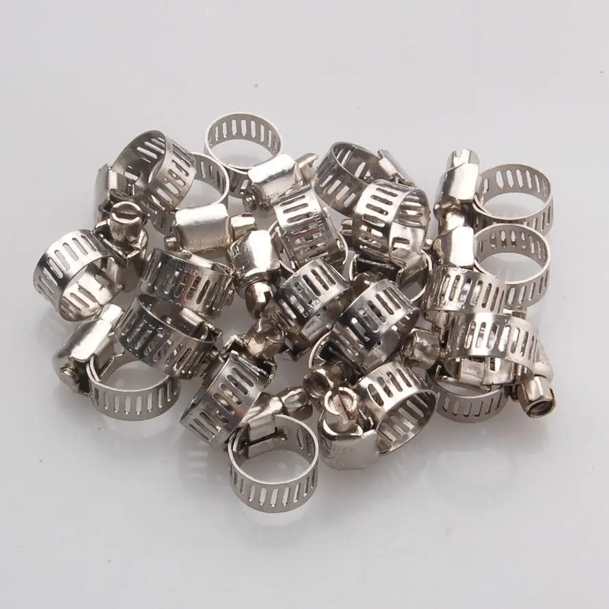 50pcs 3//8/"-1//2/"Adjustable Stainless Steel Drive Hose Clamps Fuel Line Worm Clip