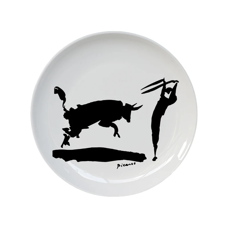 Meilleur Minimaliste Pablo Picasso abstrait assiettes décoratives tenture murale 8 pouces plat artistique en céramique artisanat décor Simple ligne peinture