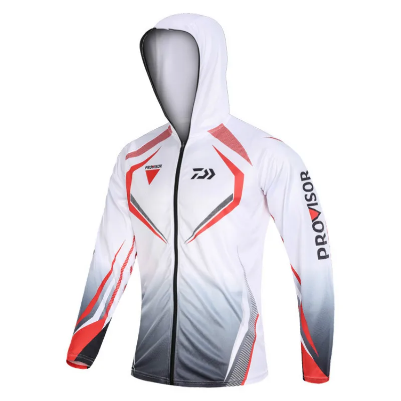Summer DAIWA Fishing Vest Hooded Men Jacket Windproof Quick-Drying Coat Fishing Shirt For Hiking Cycling Fishing Clothes