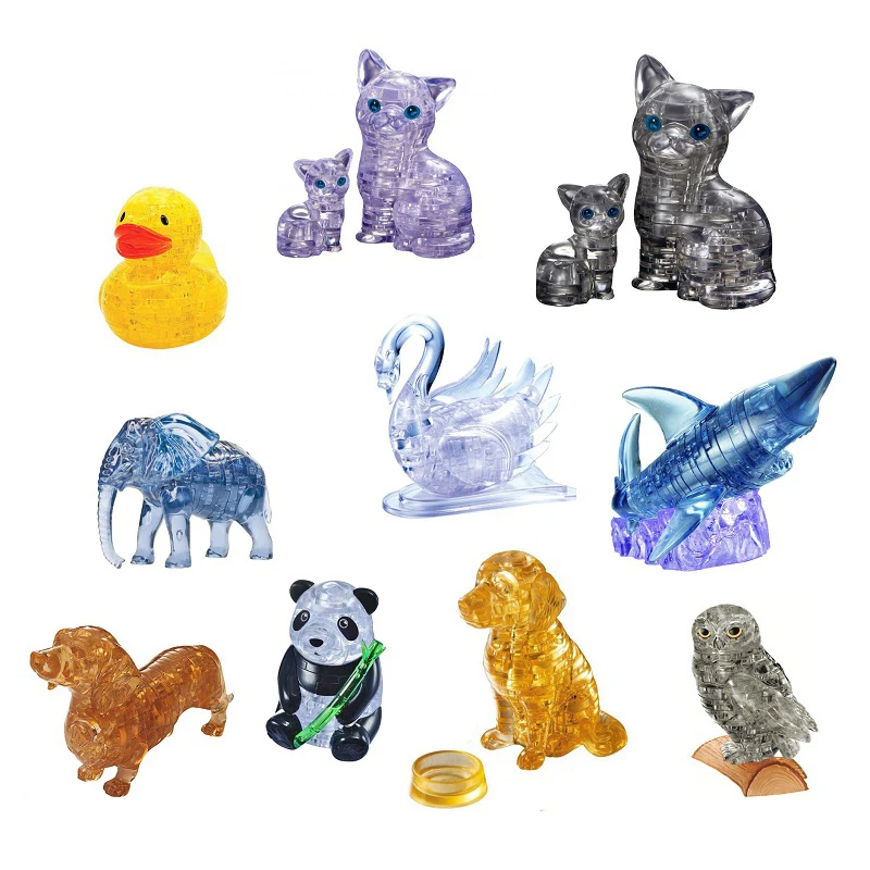 

New 3D Crystal Puzzle Puzzles Panda Animal Dolphin Swan Bear Rabbit Educational Toys Christmas Kid's Present New Year Gift