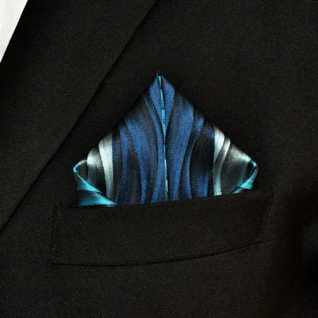 YH23 Бирюзовый многоцветный рябь абстрактный Классический шелковый модный мужской Карманный платок квадратный