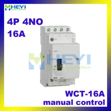 Ac мини-контактор WCT-16A 4 P 4NO 220 V 50Hz с ручным управлением din-рейка модульный контактор