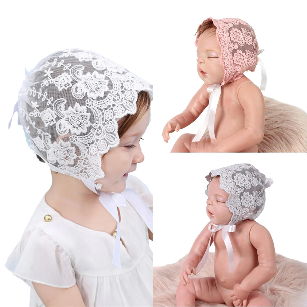 

2019 Lovely Newborn Baby Adjustable Lace Cap Soft Baby Bonnet Photography Props Hat Fashion Latest Design