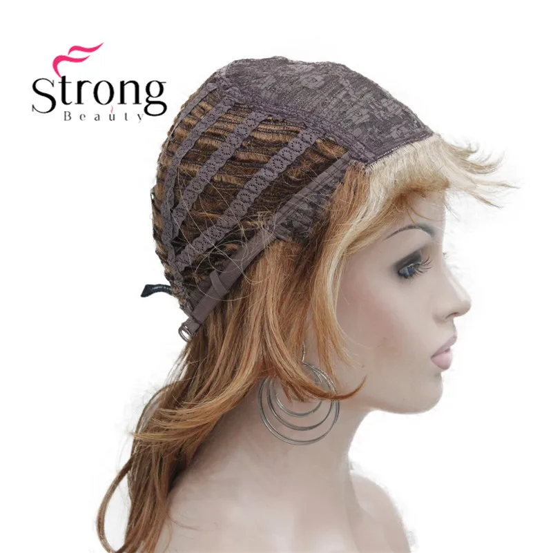 StrongBeauty короткий слоистый коричневый с светлым выделенным классическим колпачком полный синтетический парик женские волосы парики выбор цвета