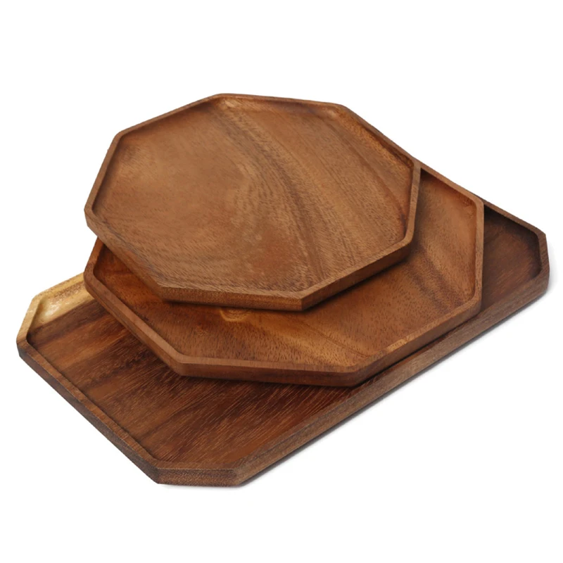 Japanese Style Wooden Plate Tea Tray Platters Solid Wood Snack Fruit Serving Tray Cake Sushi Dishes Storage Plate Wood Utensils (3)