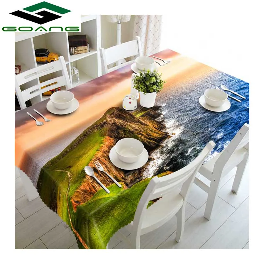 

GOANG tablecloth 3d sunset scenery Pattern table cloth rectangular and round table cover waterproof tablecloth