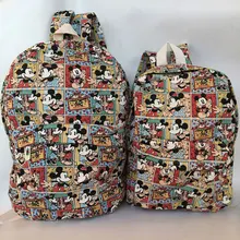 Холщовые рюкзаки на молнии с Микки и Минни 1" 15", рюкзаки, школьный рюкзак с рисунком, повседневные студенческие сумки, дорожный ранец унисекс