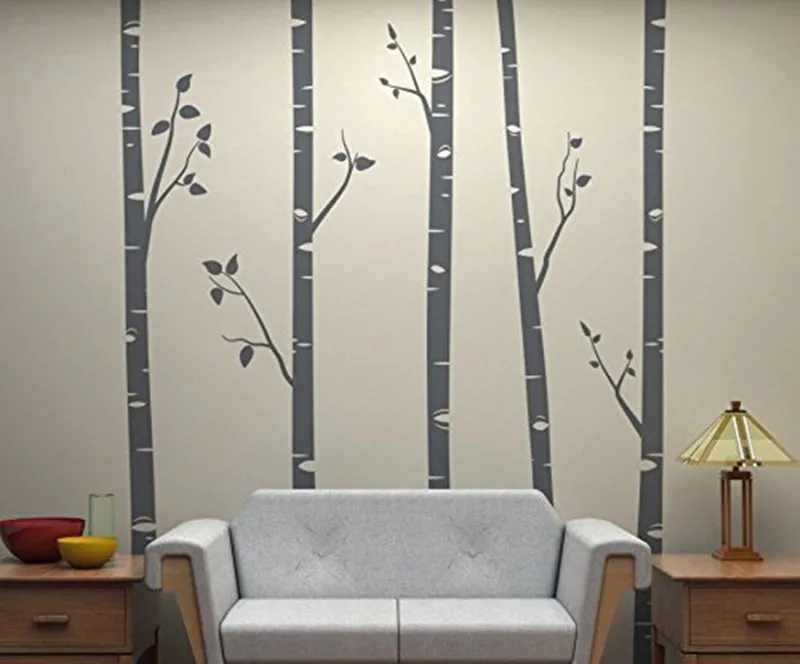 Уникальные 5 березовых деревьев с наклейки на стену ветки подгонянный цвет Декор Гостиная дети обои Высококачественная роспись 641C - Цвет: color 4