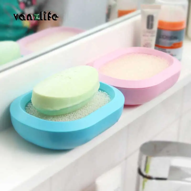 

Creative vanzlife double drain and elegant fashion soap box soap cartridge absorbent sponge soap dish