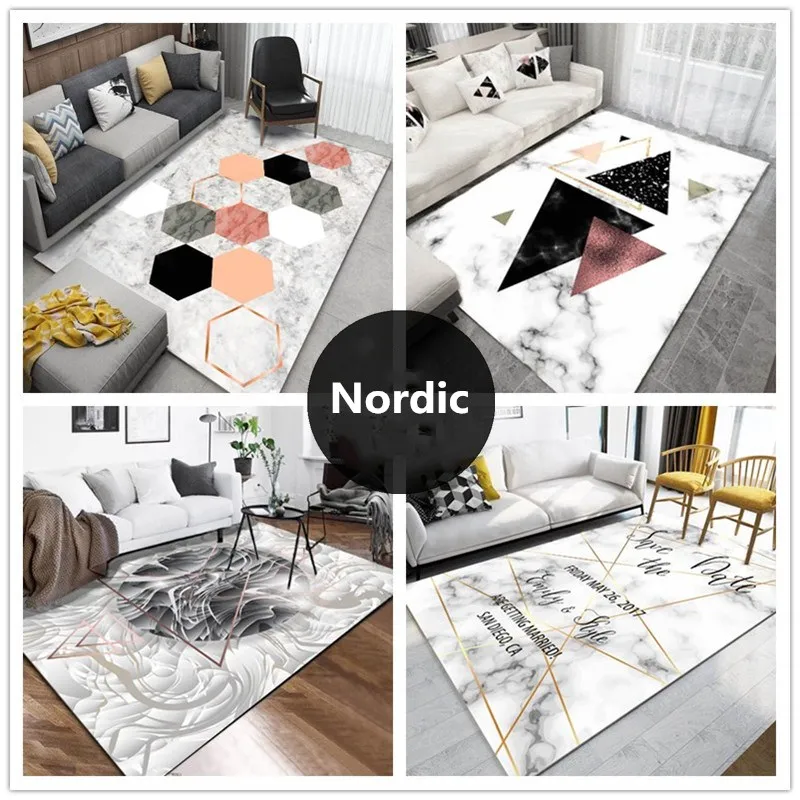 Простой современный скандинавский геометрический домашний ковер для гостиной журнальный столик коврик мраморная текстура прикроватное одеяло для спальни машинная стирка