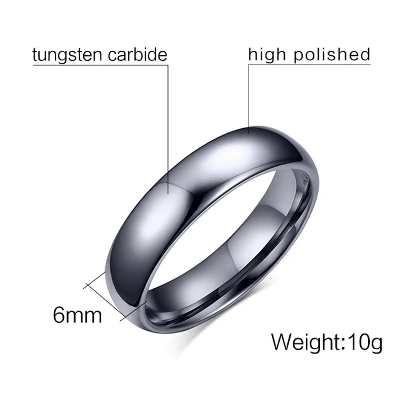 Meaeguet 100% Pure Simple Tungsten Rings For Men 6MM Silver Color Fashion Jewelry Male Wedding Ring (7)