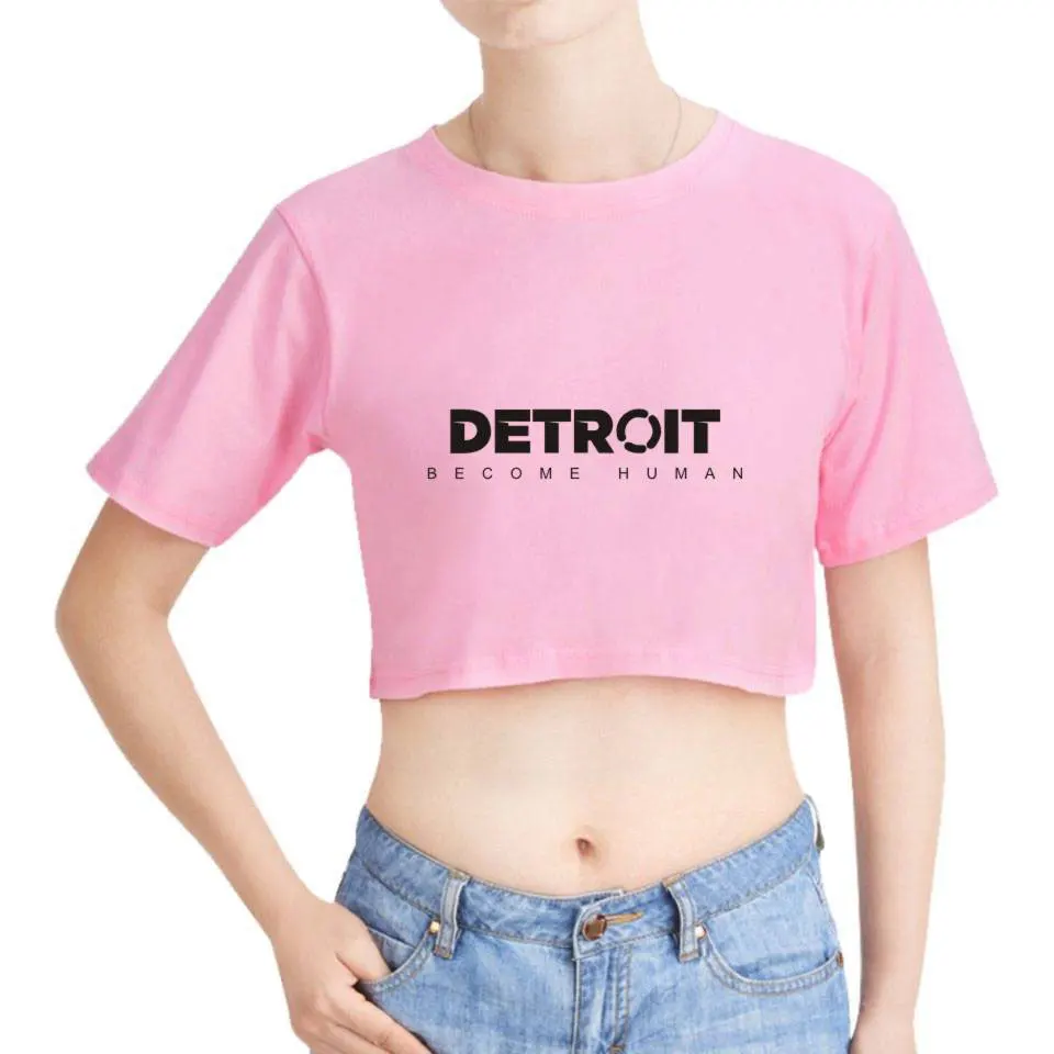 2018 New Detroit Become Human T shirt Crop Top Hot Game 100% Cotton Short Sleeve T-shirt Summer Casual Tshirts Women Clothes
