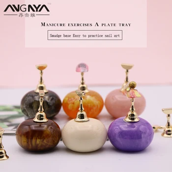 

ANGNYA 1 set Nail Tip DIY Showing Shelf Magnetic Training Display Stand Round Base Crystal Alloy Holders Nail Art Painting Tools