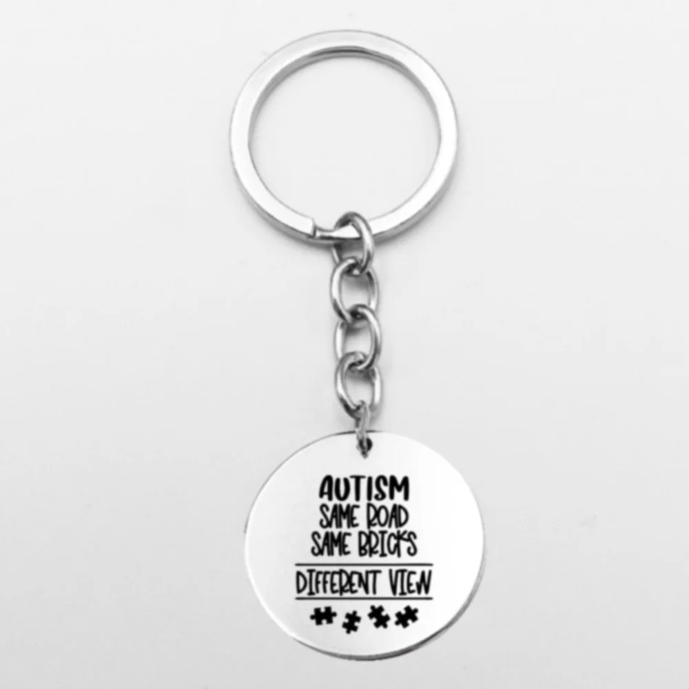 Yamily Autism идентификация Брелок военный Круглый Стиль головоломка кусок шаблон из