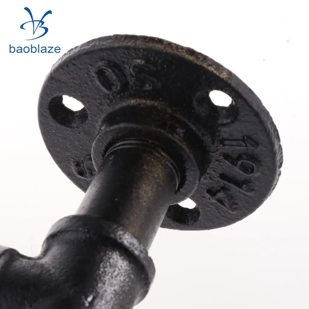 Home Decorative Industrial Rustic Wall Mounted Metal Iron Pipe Toilet Roll Paper Double Holder Towel Rack