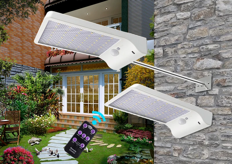 Remoto ao ar Iluminação com Pir Sensor de Movimento Quente à Prova Led de Controle Livre Parede Branco & Dlamp Água Jardim Rua Lâmpada Solar 48 Luz 2 Cheap Lâmpadas solares