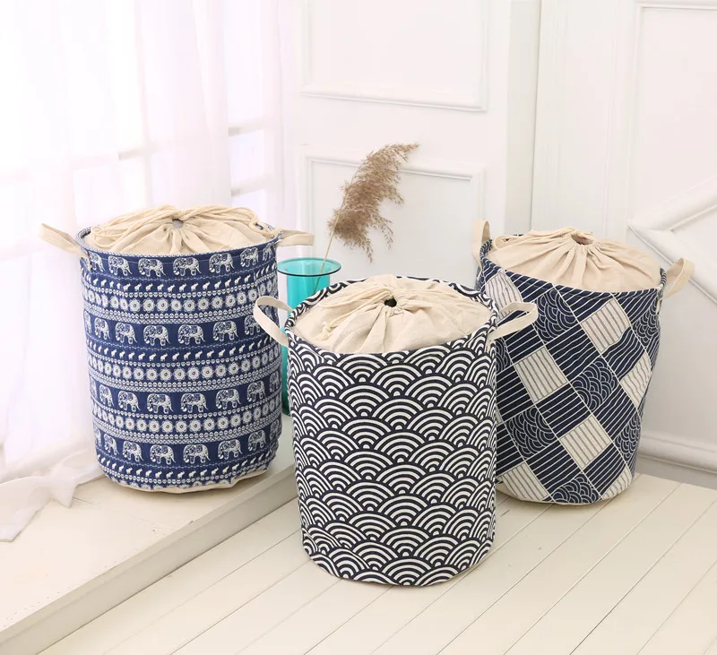 

NEW Folk-custom Laundry Basket Foldable Bath Hamper Dirty Clothes Drawstring Cover Storage Bags Bathroom Rack Clothes Organizer