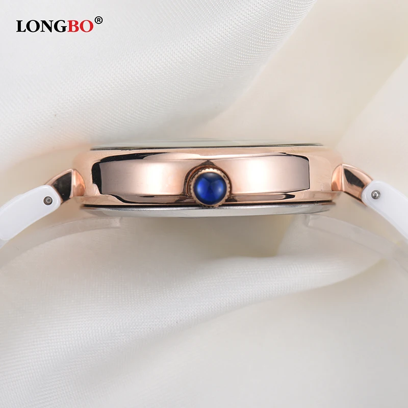 2019 LONGBO Women Watch luxury brand fashion Quartz ceramic white gold bracelet Lady wristwatch Hodinky clock 3