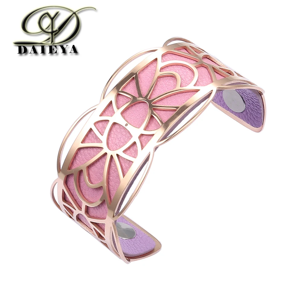 

Daieya Cremo Les Apache Bangles Rose Gold Manchette Arm Bracelet Femme Stainless Steel Jewelry Cuir Reversible DIY Loves Bijoux