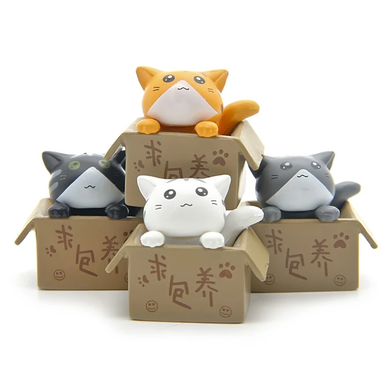 

4pcs/lot zakka Seeking Nurturing Cat Figure Toy PVC Cartoon Cheese Cat Action Figure Model Toys For Children Kids Christmas Toys