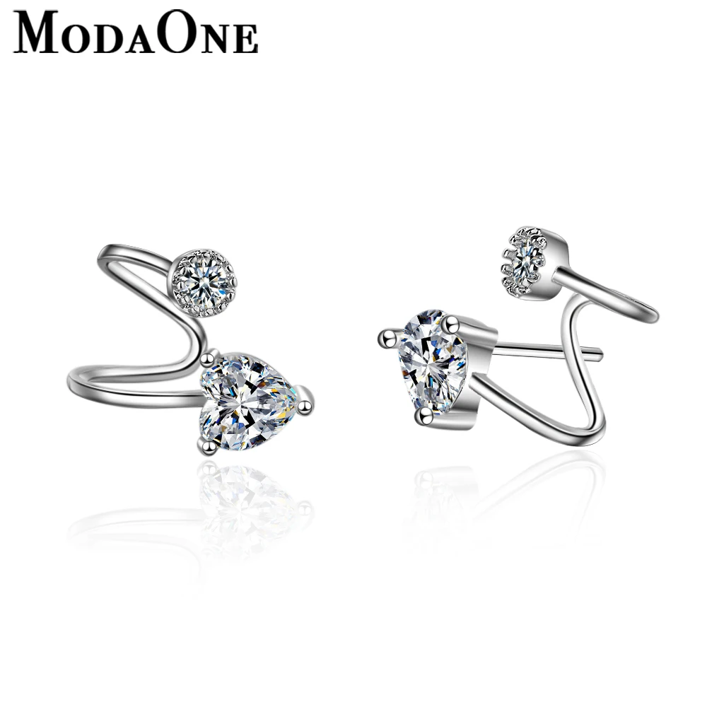 

ModaOne Zircon 925 Sterling Silver Stud Earrings For Women Girls Jewelry pendientes kolczyki oorbellen aretes de mujer brincos