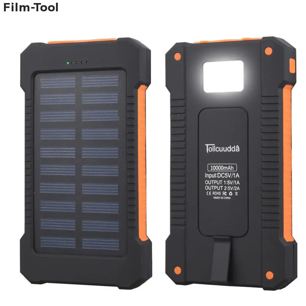 DHLSolar Power Bank Waterproof 10000mAh Solar Charger 2 USB Ports External Charger Solar Powerbank for font