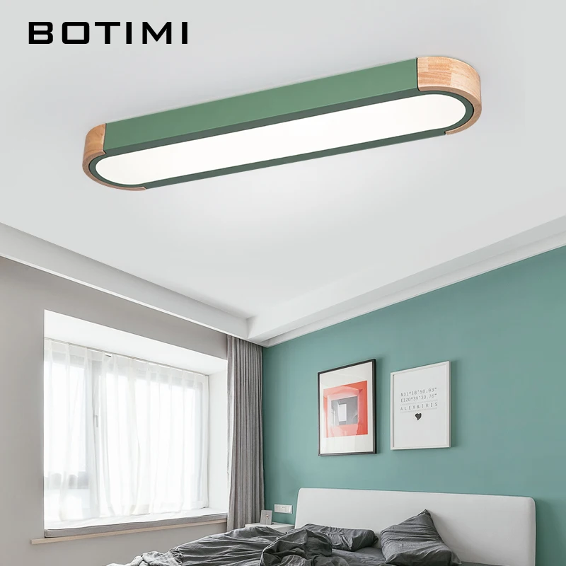  BOTIMI Office 220V LED Ceiling Lights With Metal Lampshade For Living Room Long Shaped Bedroom Wood - 33021762884