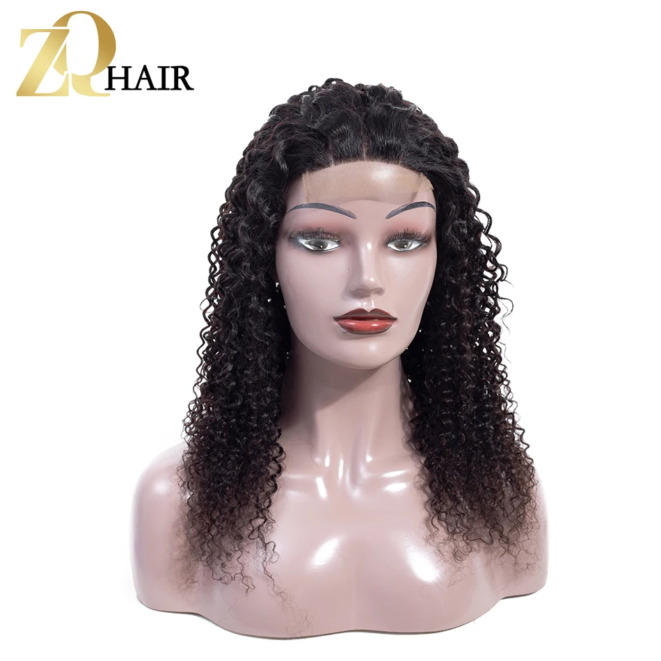 ZQ Hair Kinky Curly Lace Front Human Hair Wigs For Women 10" 24" Indian