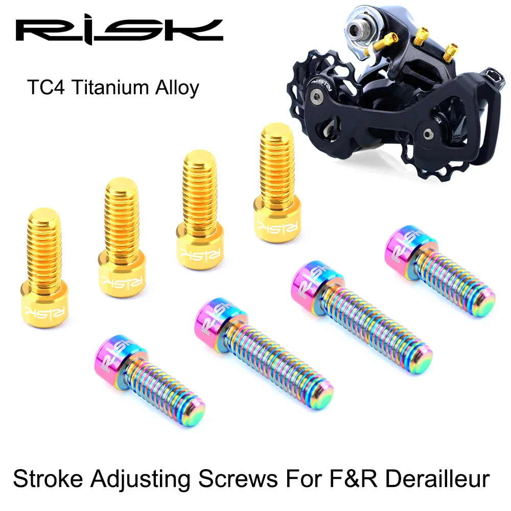 

RISK M4*20mm+ M4x13.5mm Titanium Alloy Limit Bolts for MTB Bicycle Front Trigger Rear Derailleur Bike Brake Tension AdjustScrews