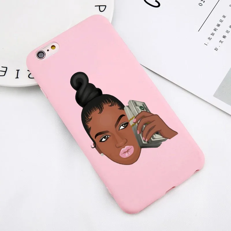 MAKE MONEY Not Friends Kash Black head Girl Fundas чехол для iPhone X XR XS Max 8 7 6s Plus матовый конфетный розовый силиконовый чехол - Цвет: TPU