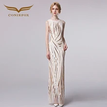 Coniefox 31299 Noble Elegante Bordado de Lujo Vestidos de Noche 2016 Vestidos de Noche de Las Mujeres Formal Vestido longo robe de soirée