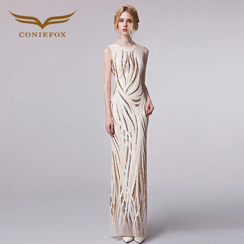 Coniefox 31299 Noble Elegant Embroidery Luxury Evening Gowns