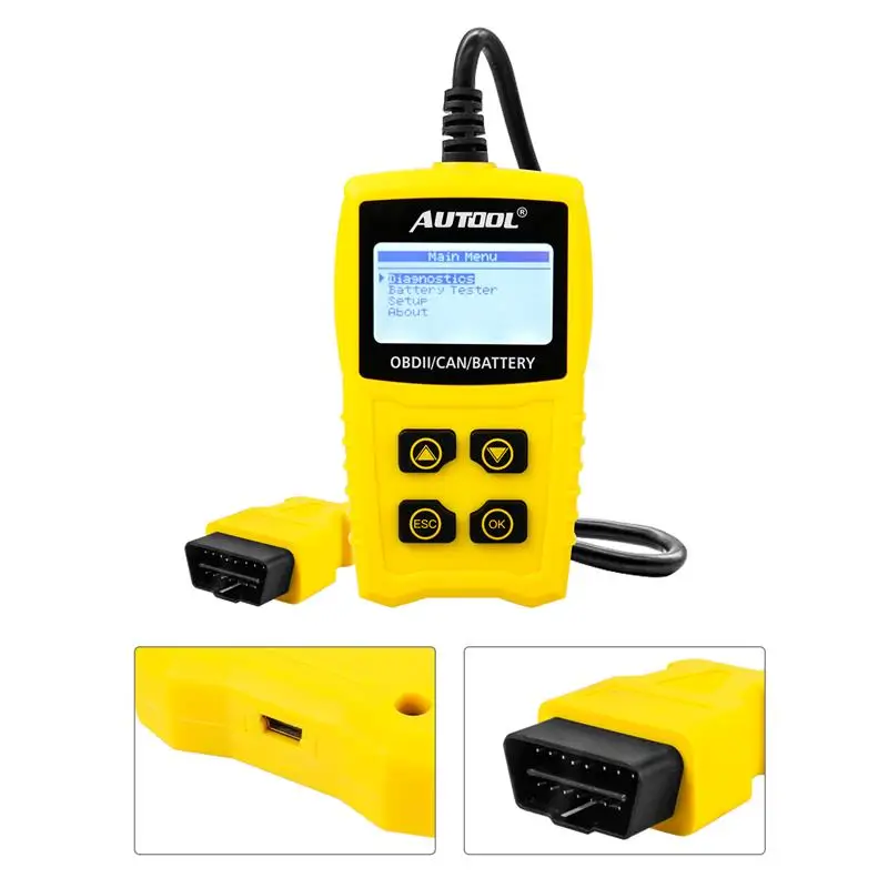 OBD2 12 В кодовый тестер батареи для OBDII EOBD CAN Автомобильный сканер автомобильный