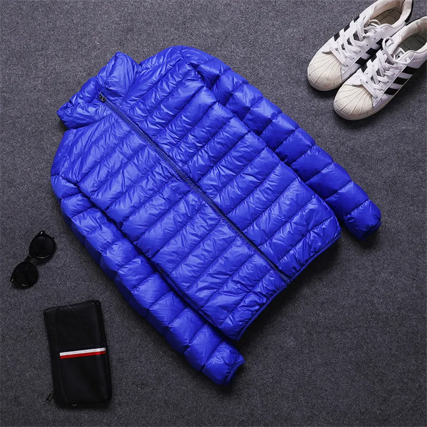 

big size long sleeve winter Jacket men Ultra Light coat 90% white duck down coats autumn Slim men Short stand collar Jackets 582