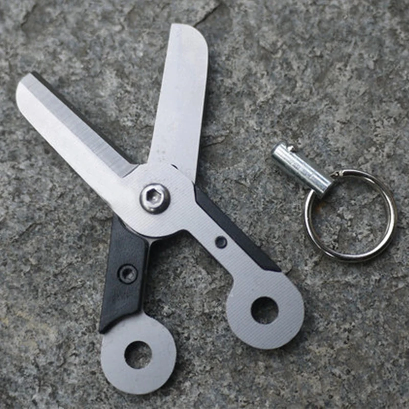 Стальные мини-спасательные Пружинные ножницы EDC брелок для ключей гаджет резак пружинная Шестерня карманное кольцо складные ножницы с защелкой набор для выживания путешествия
