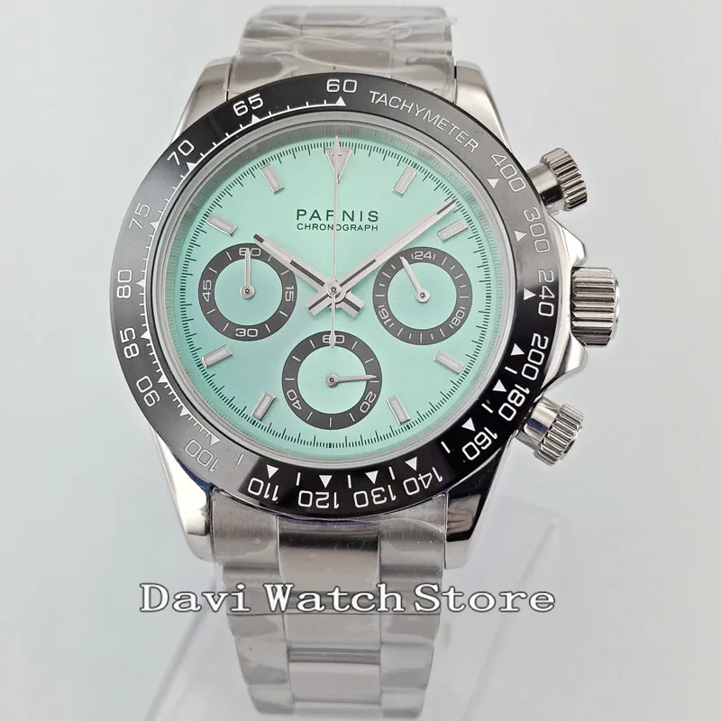 

39mm Blue Dial Personality Black Bezel Sliver Band Automatic Mens Watch 2688