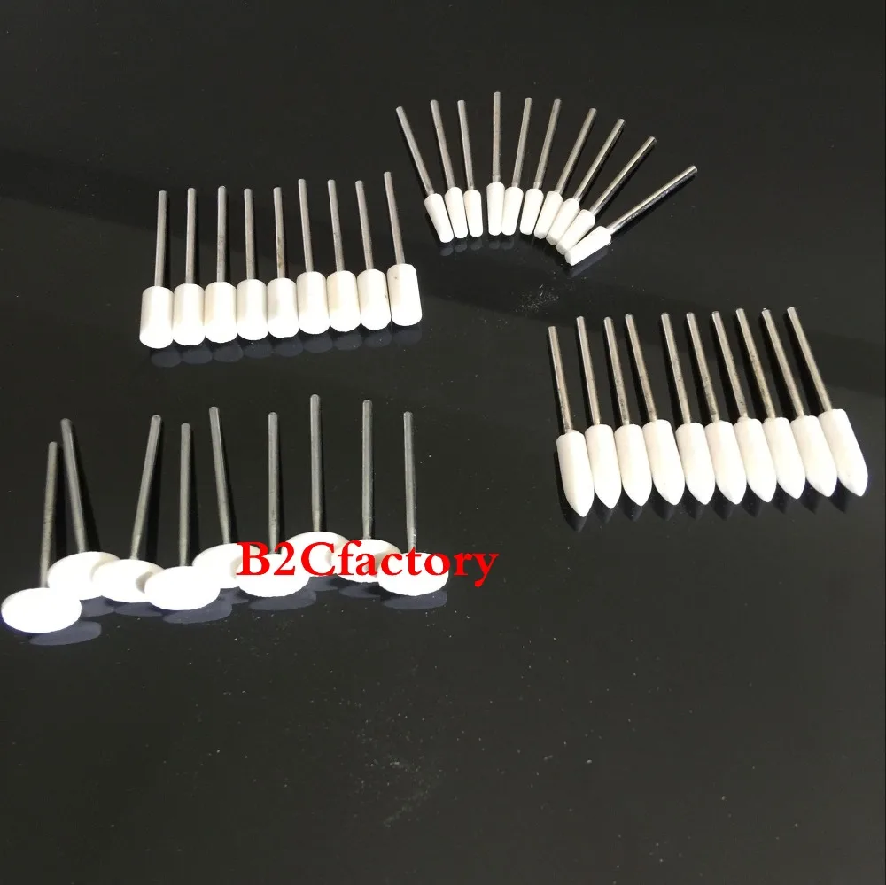 40PCS Dental Lab Gravel Ceramic White Finishing Stone FG Bur Polisher 2