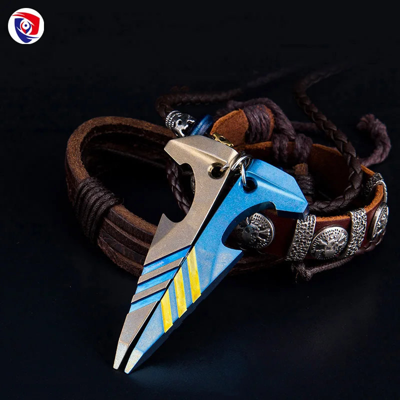 EDC سبائك التيتانيوم سكين الخرز قلادة Paracord في الهواء الطلق DIY زينة التيتانيوم التخييم والعتاد بقاء EDC متعددة الوظائف أدوات