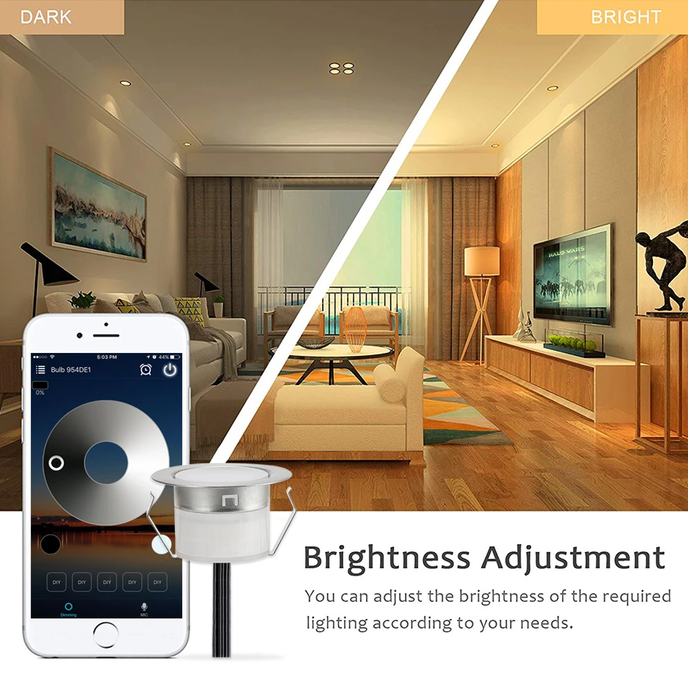 Luzes de Baixa Voz Inteligente Wifi App Controlador Dimmer Temporizador 19mm Led Deck Terraço Passo Escada Cozinha Pátio Tensão 10 Pçs - Set 12v 2 APP Controlador Dimmer Temporizador 19mm LED Deck