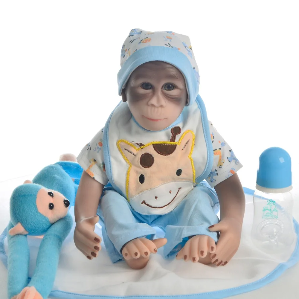

19"46cm Macaco reborn dolls lifelike Apes monkey silicone doll toys soft cotton body children gift toy boneca collectible doll