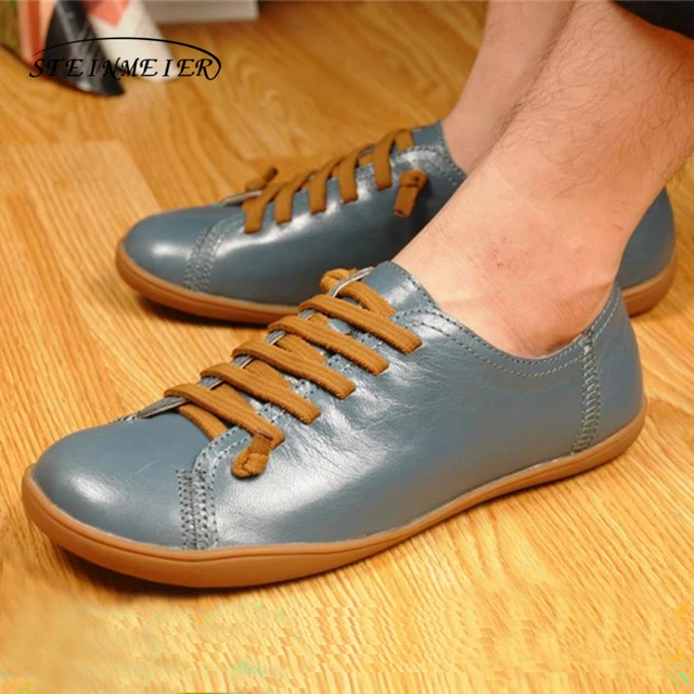 Genuine sheepskin casual flat shoes for men