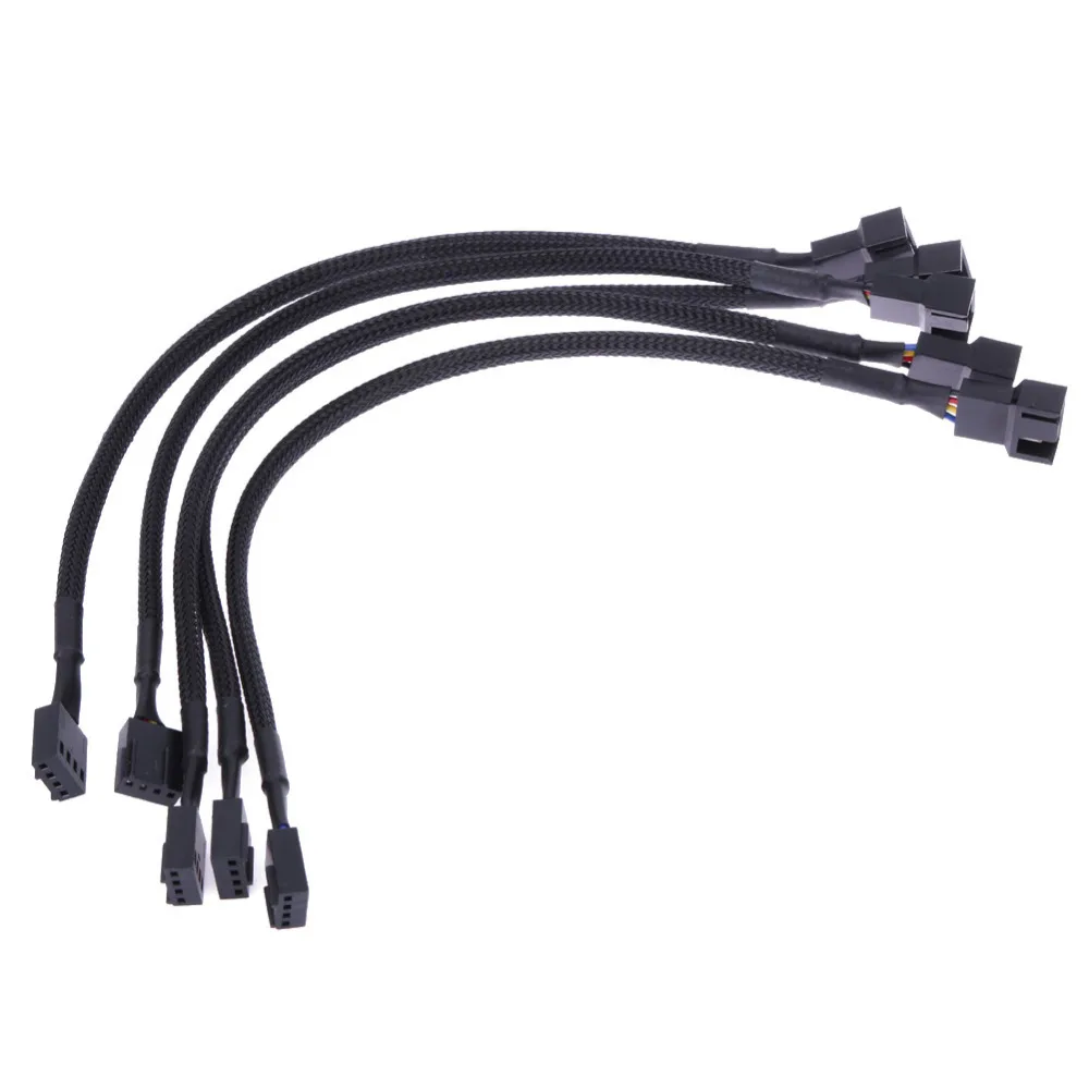 5Pcs PWM Connector Extension Power Cable Black For Computer Case Fan 4Pin TDO