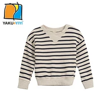 YKYY YAKUYIYI 2016 Brand New Autumn Blue & White Striped Printing Girls Sweatshirt Pullovers Casual Loose Children Clothing